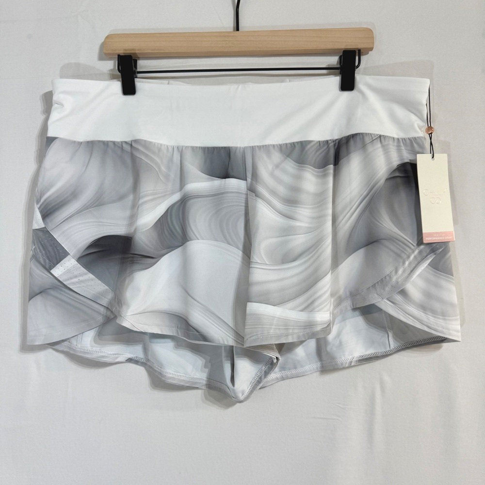 CALIA Kick It Up Performance Short Womens XXL Dune Print Grey Mid Rise 3in